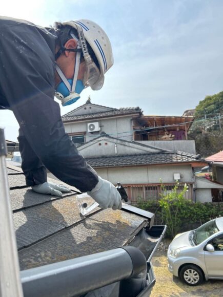 アスベスト調査、検体採取